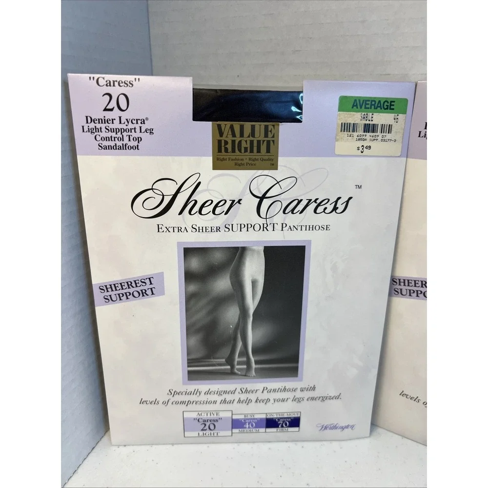Worthington Sheer Caress Pantyhose Average Sable Taupe White Control Top Lot